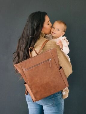 New MultiPocket Post Studded Navy Travel Tote and Backpack By Freshly Picked